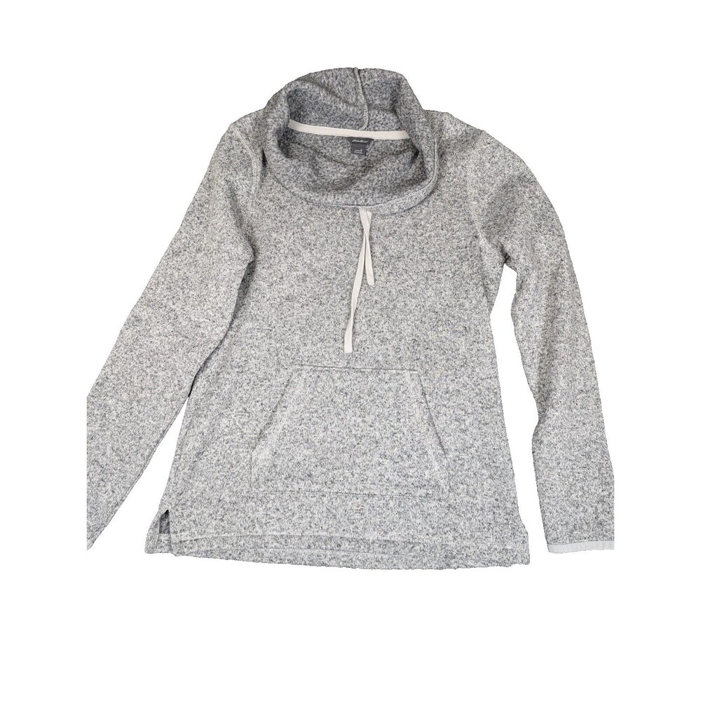 Eddie Bauer Womens Top Mock Neck Sweatshirt Small Long Sleeve Gray Pouch - Picture 2 of 12